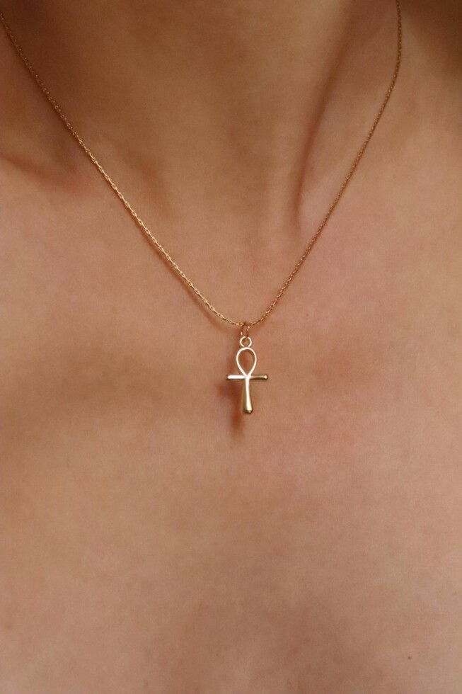 שרשרת מפתח החיים, תליון מפתח החיים, שרשראות זהב עדינות, שרשראות עדינות לאישה, שרשרת ציפוי זהב עדינה