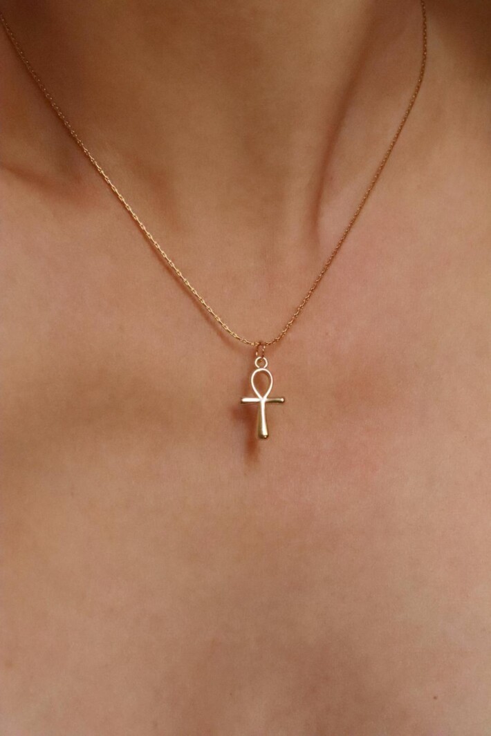 שרשרת מפתח החיים, תליון מפתח החיים, שרשראות זהב עדינות, שרשראות עדינות לאישה, שרשרת ציפוי זהב עדינה