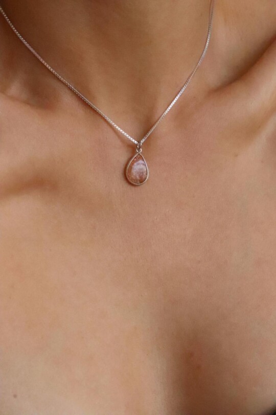 שרשרת סאנסטון כסף 925, שרשרת אבן חן, שרשרת כסף לאישה, אבן שמש