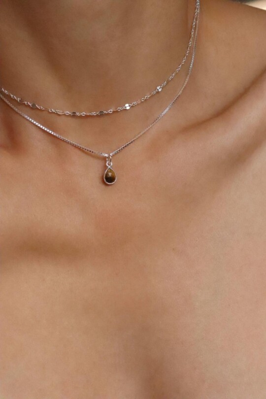 שרשרת עין הנמר כסף 925, סט שרשראות לאישה, שרשרת אבן חן לאישה, שרשרת טייגר איי, שרשראות אבן חן לנשים, אבני מזל