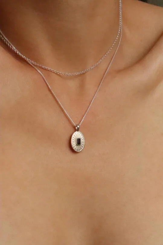 סט שרשראות לאישה, שרשראות כסף 925, תליון כסף משובץ, שרשרת אליפסה לאישה