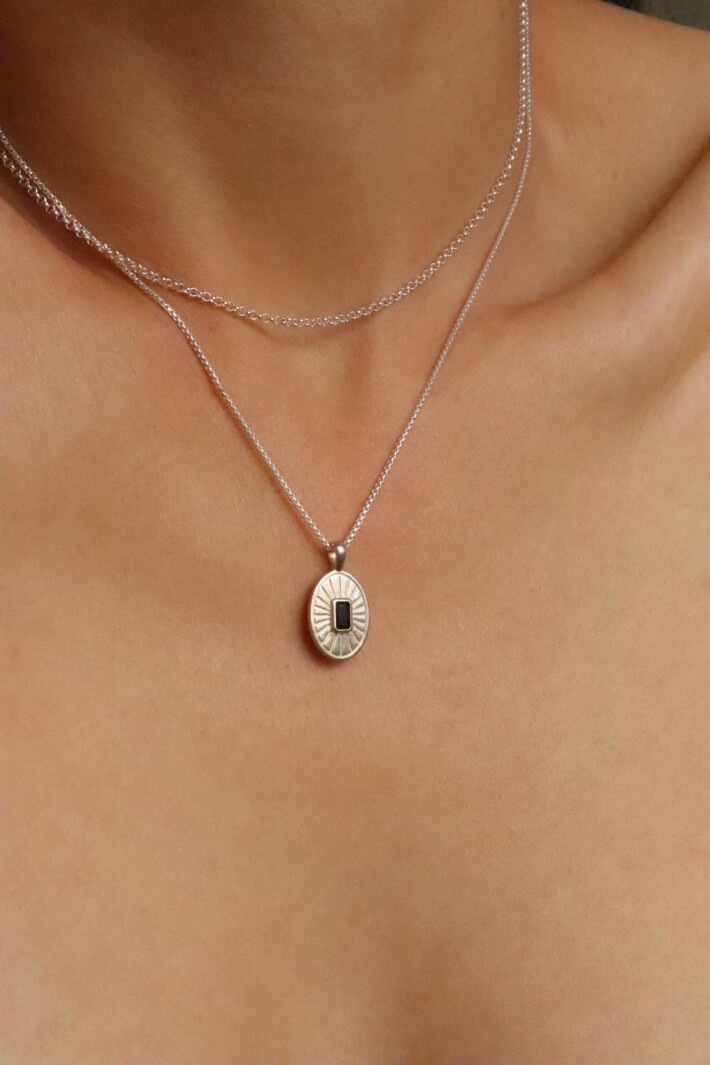 סט שרשראות לאישה, שרשראות כסף 925, תליון כסף משובץ, שרשרת אליפסה לאישה