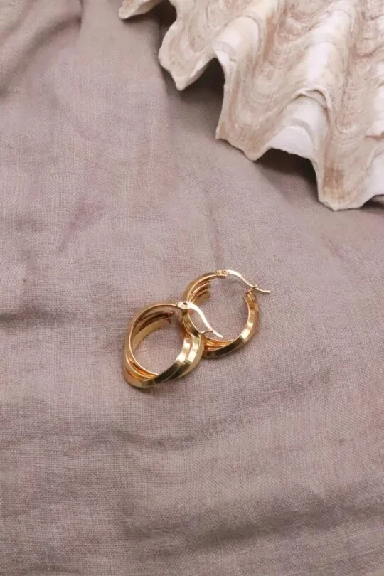 עגילי חישוק זהב, עגילי נשים, עגילי חישוק צ'אנקים, חישוקי זהב לנשים, עגילים לאירוע