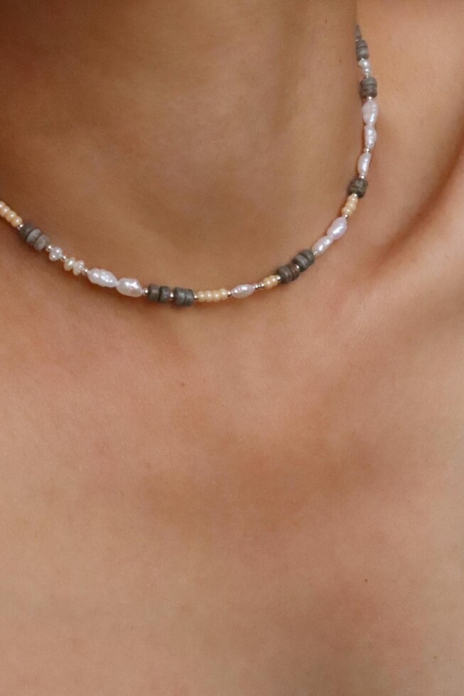 שרשרת אבני חן, שרשרת פנינים קצרה, שרשראות אבני חן לנשים, שרשראות אבנים קצרות