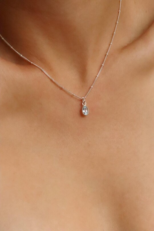 שרשרת אקוומרין לאישה, שרשרת אקוומרין כסף 925, שרשראות כסף עדינות, שרשרת אבן חן, שרשראות אבן חן, תכשיטי אבן חן