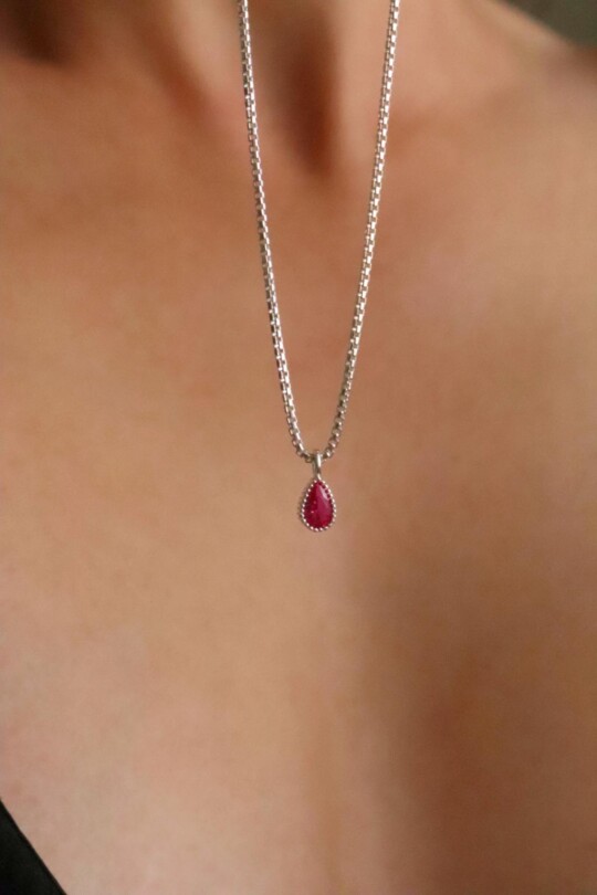 שרשרת טיפה לאישה, שרשרת כסף עדינה, שרשרת משובצת לאישה, שרשראות כסף עדינות, שרשרת כסף עדינה לאישה