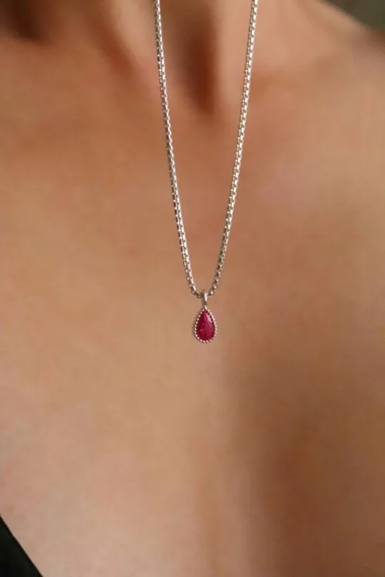 שרשרת טיפה לאישה, שרשרת כסף עדינה, שרשרת משובצת לאישה, שרשראות כסף עדינות, שרשרת כסף עדינה לאישה