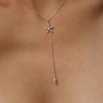 שרשרת כוב ים, שרשרת עניבה לאישה, שרשראות כסף עדינות לנשים, תליון כוכב ים קטן, שרשרת פנינה לאישה (1)