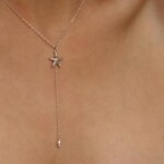 שרשרת כוב ים, שרשרת עניבה לאישה, שרשראות כסף עדינות לנשים, תליון כוכב ים קטן, שרשרת פנינה לאישה (2)