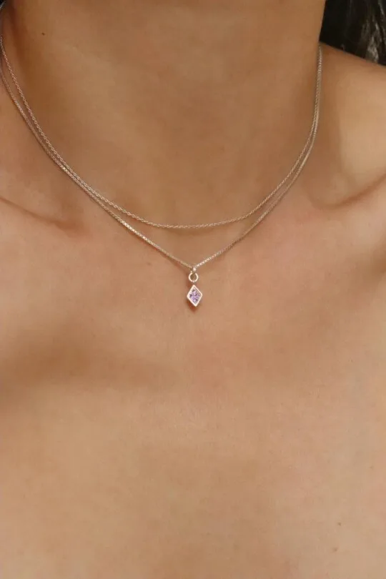 שרשרת כסף משובצת, שרשראות כסף עדינות, תליון כסף משובץ, שרשראות כסף מדורגות, שרשראות נשים