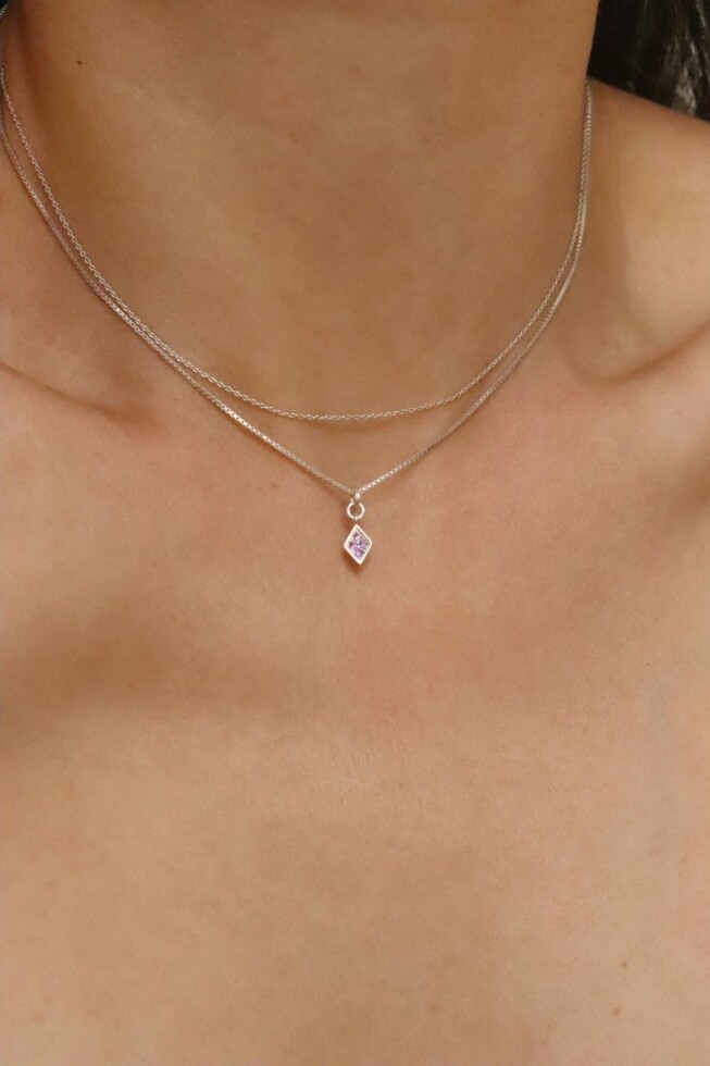 שרשרת כסף משובצת, שרשראות כסף עדינות, תליון כסף משובץ, שרשראות כסף מדורגות, שרשראות נשים