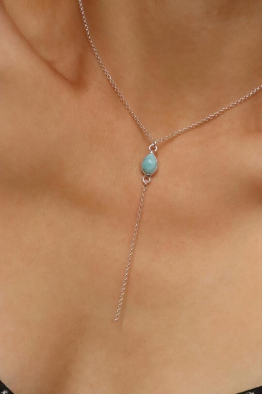 שרשרת לרימר כסף 925, שרשראות עניבה לנשים, שרשרת אבן חן, תכשיטי טבן חן, תכשיטים עם לרימר, אבן לרימר, שרשרת עם לרימר לאישה