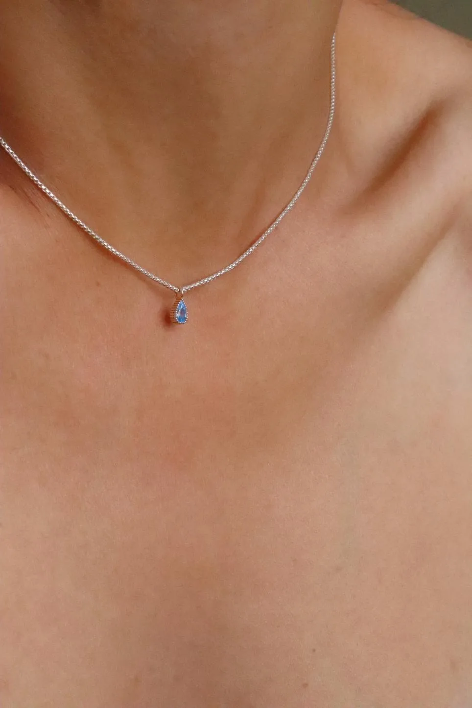 שרשרת תליון טיפה, שרשרת כסף עדינה, שרשראות כסף לנשים, שרשרת עם תליון משובץ, שרשראות כסף עדינות, שרשרת עדינה לאישה (1)