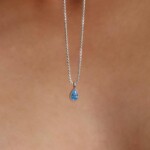 שרשרת תליון טיפה, שרשרת כסף עדינה, שרשראות כסף לנשים, שרשרת עם תליון משובץ, שרשראות כסף עדינות, שרשרת עדינה לאישה (2)