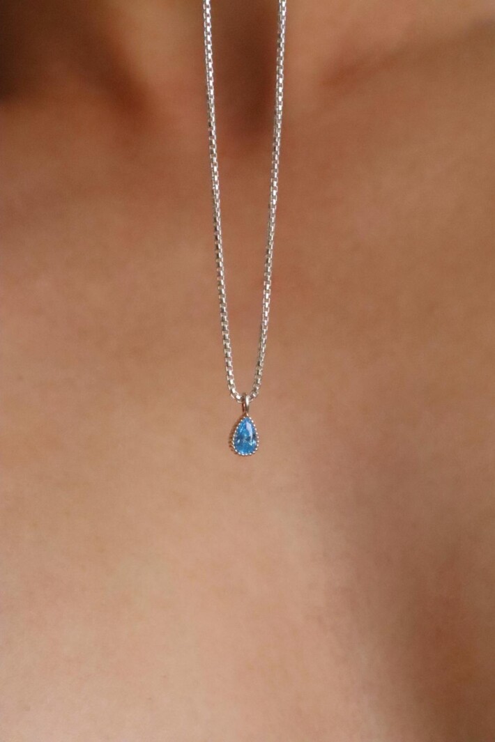 שרשרת תליון טיפה, שרשרת כסף עדינה, שרשראות כסף לנשים, שרשרת עם תליון משובץ, שרשראות כסף עדינות, שרשרת עדינה לאישה (2)