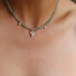 שרשרת אוונטורין לאישה, שרשרת אבני חן לאישה, שרשראות אבנים קצרות, שרשרת פנינים קצרה (2)